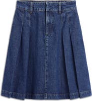 Boden Pleated Denim Skirt