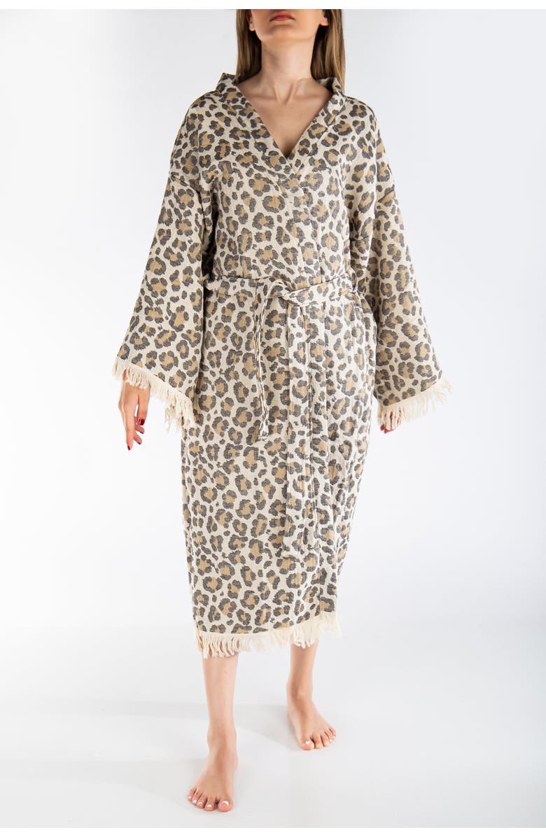 Forever & Always Shoes Calista Handmade Leopard Cotton Robe Cover-Up, Alternate, color, 