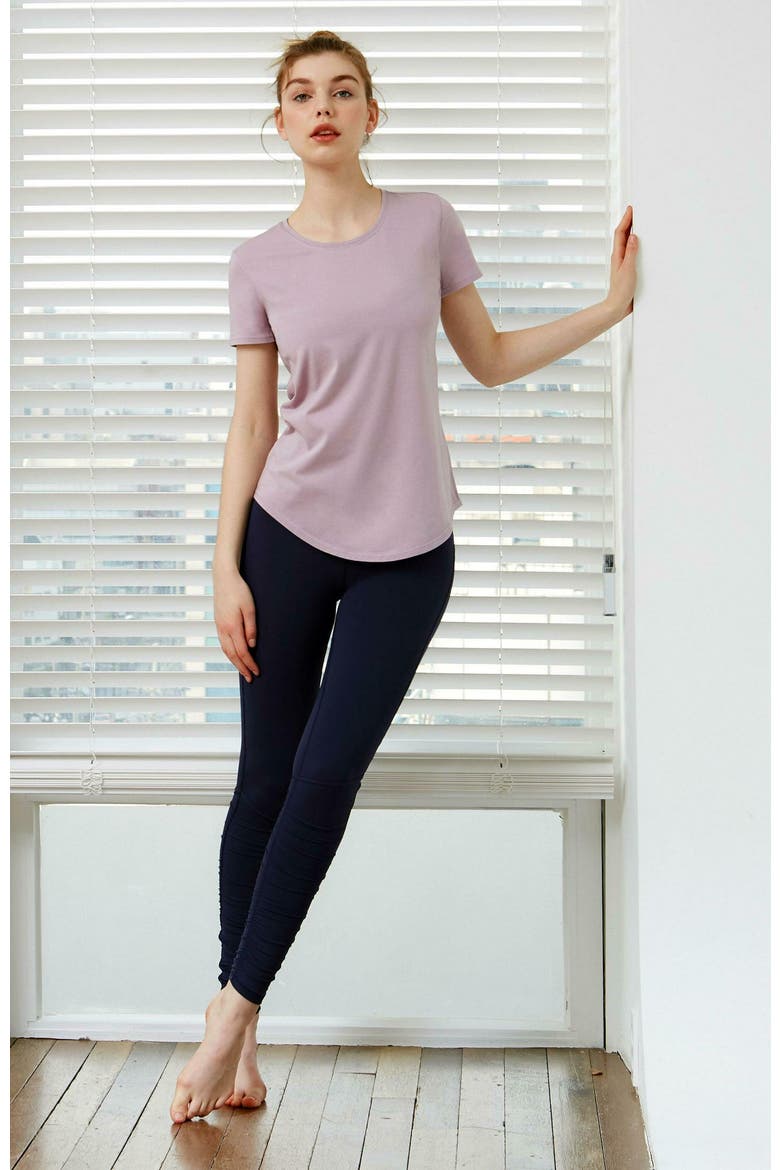 Rebody Essentials Scooped Short Sleeve Top, Alternate, color, Stone Mauve