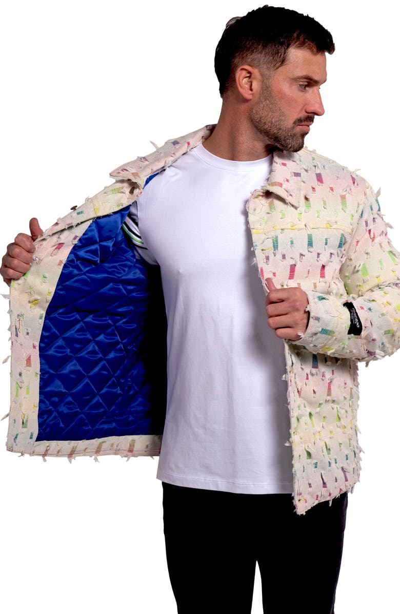 Maceoo Ascension 0013 Lined Denim Jacket, Alternate, color, Ivory/Brown