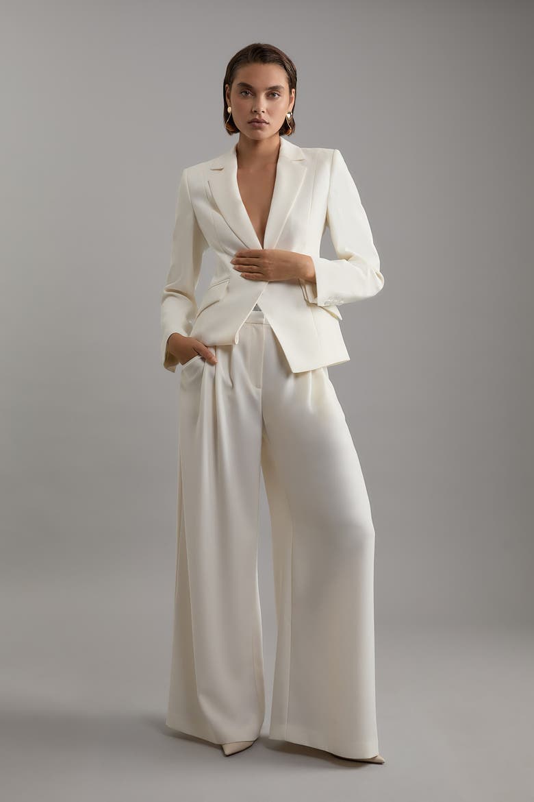 Pleat Detail Wide Leg Pants, Alternate, color, Ivory
