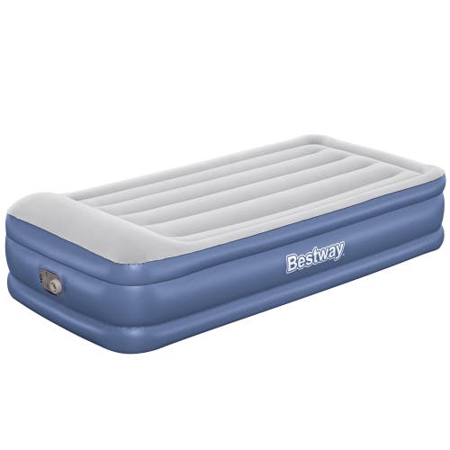 Bestway Tritech 18" Twin Air Mattress with Built-in AC Pump & Antimicrobial Coating in Multicolored 
