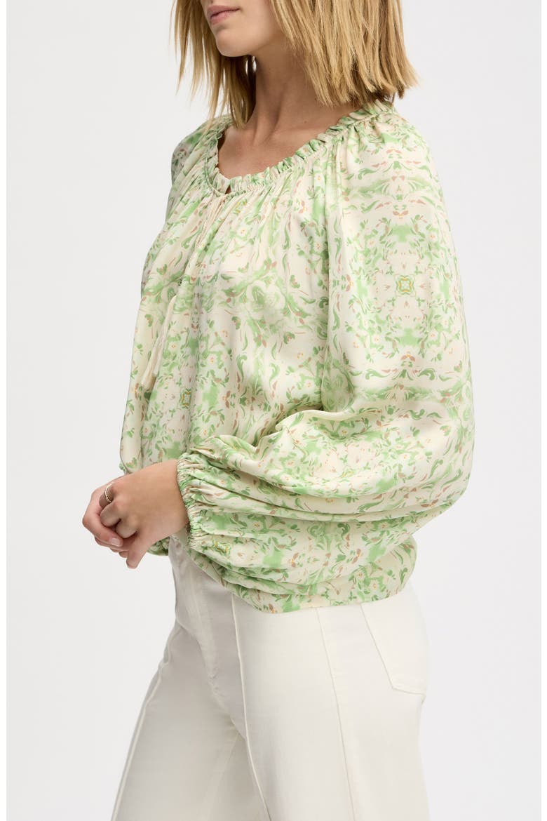 Gathered Boho Woven Shirt, Alternate, color, WILLOW GEO FLORAL SCARF