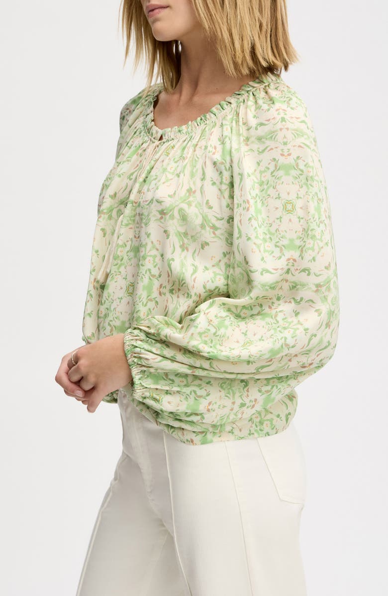 Sam Edelman Gathered Boho Woven Shirt, Alternate, color, Willow Geo Floral Scarf