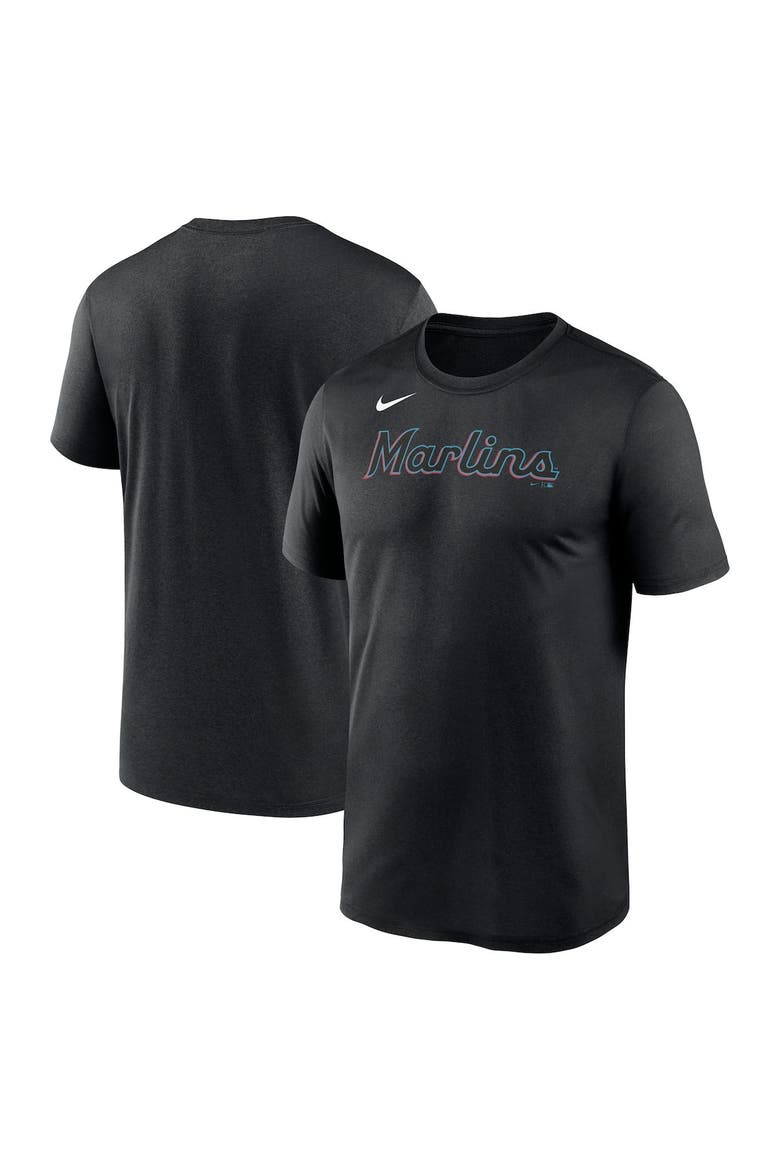 Men's Nike Black Miami Marlins New Legend Wordmark T-Shirt, Main, color, Black