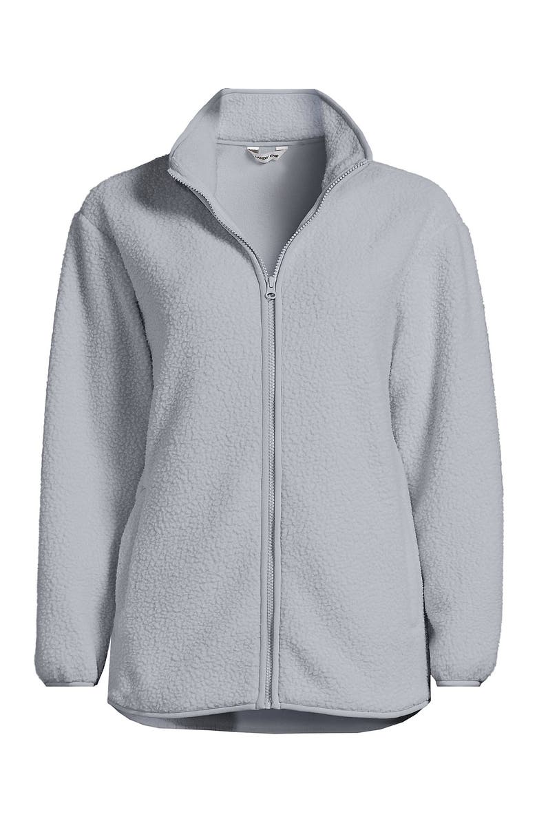 Lands' End Cozy High Pile Full Zip Fleece Jacket, Alternate, color, Pale Gray