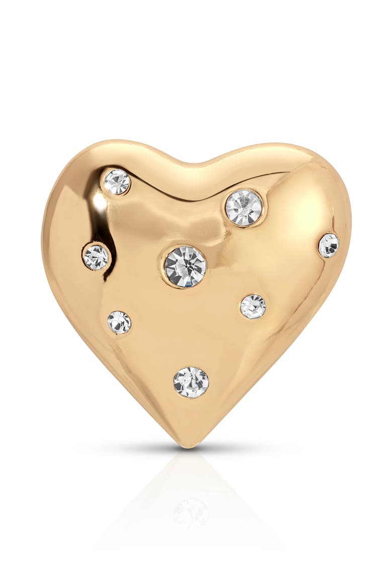 Crystal Heart Stud Brooch, Main, color, GOLD
