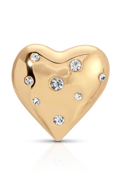 Crystal Heart Stud Brooch