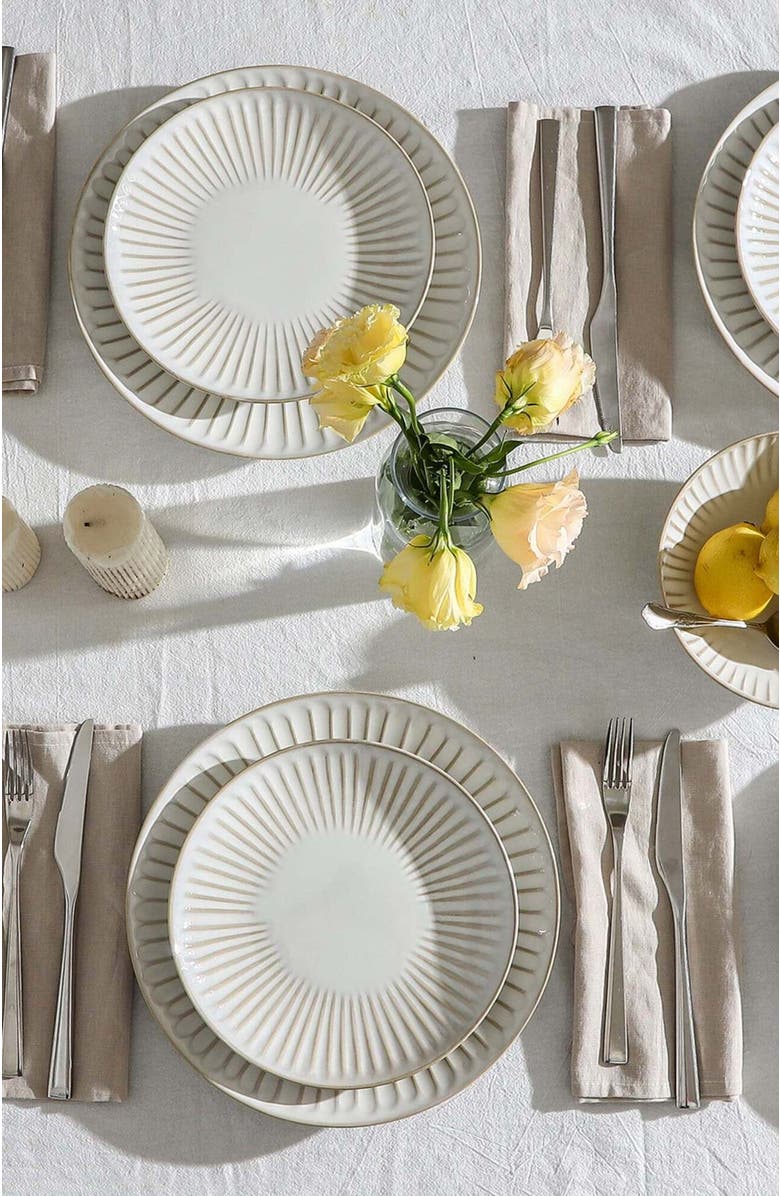 Stone Lain Linea Stoneware 12-Piece Dinnerware Set, Alternate, color, White 12-Piece