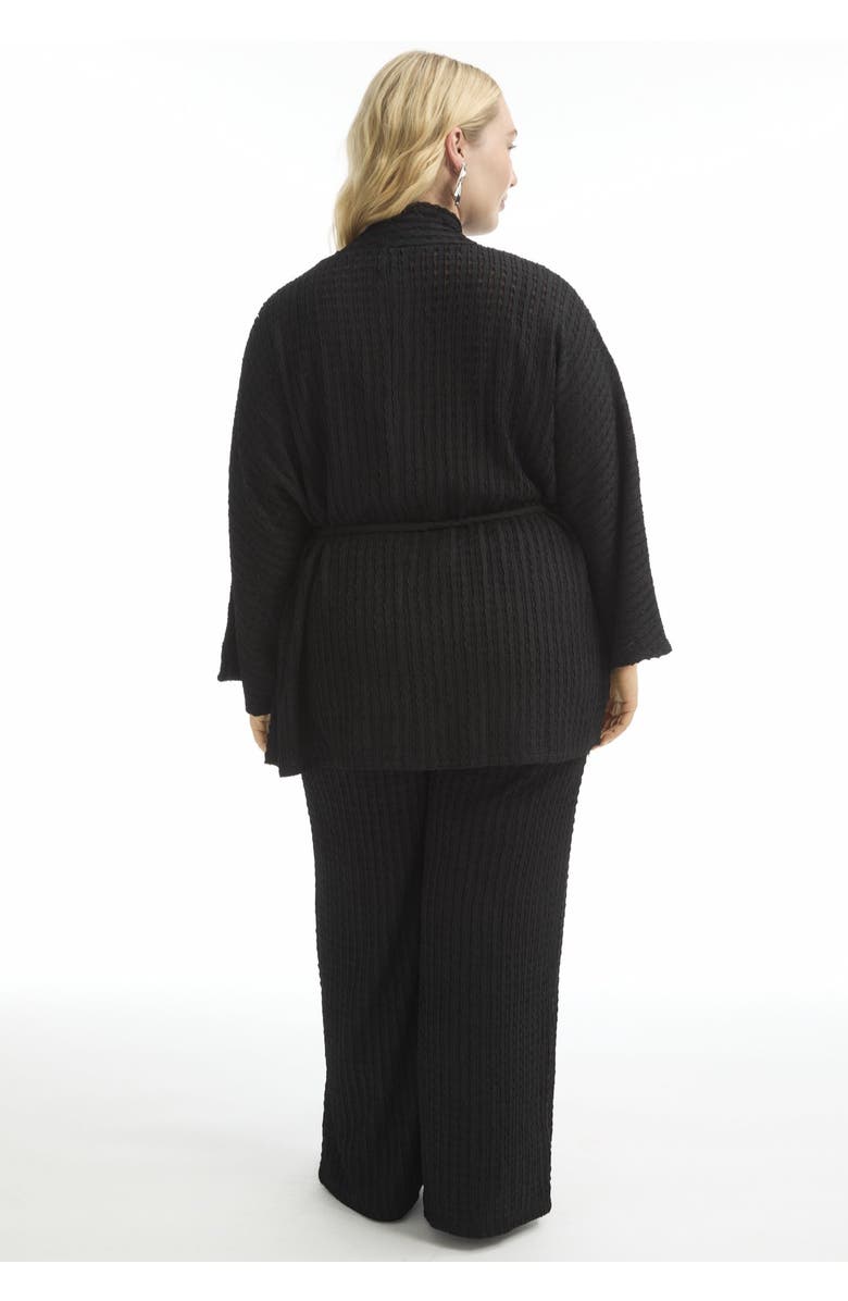 June + Vie Tie Waist Knitted Wrap, Alternate, color, Black Onyx