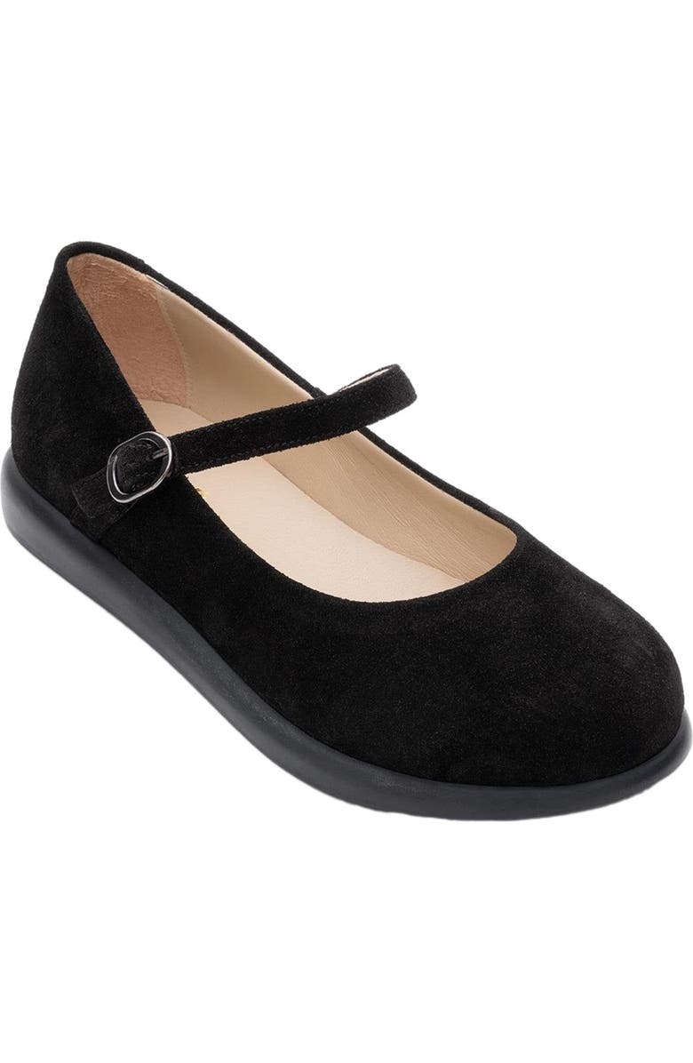 Forever & Always Shoes ANISA Leather Strap Flat, Main, color, Black Leather