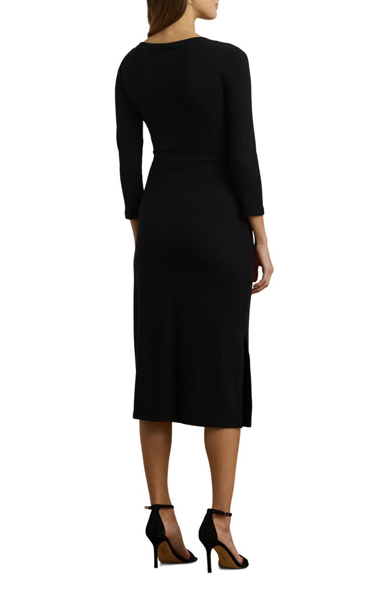 Lauren Ralph Lauren Tie Waist Rib Cotton Blend Midi Dress, Alternate, color,