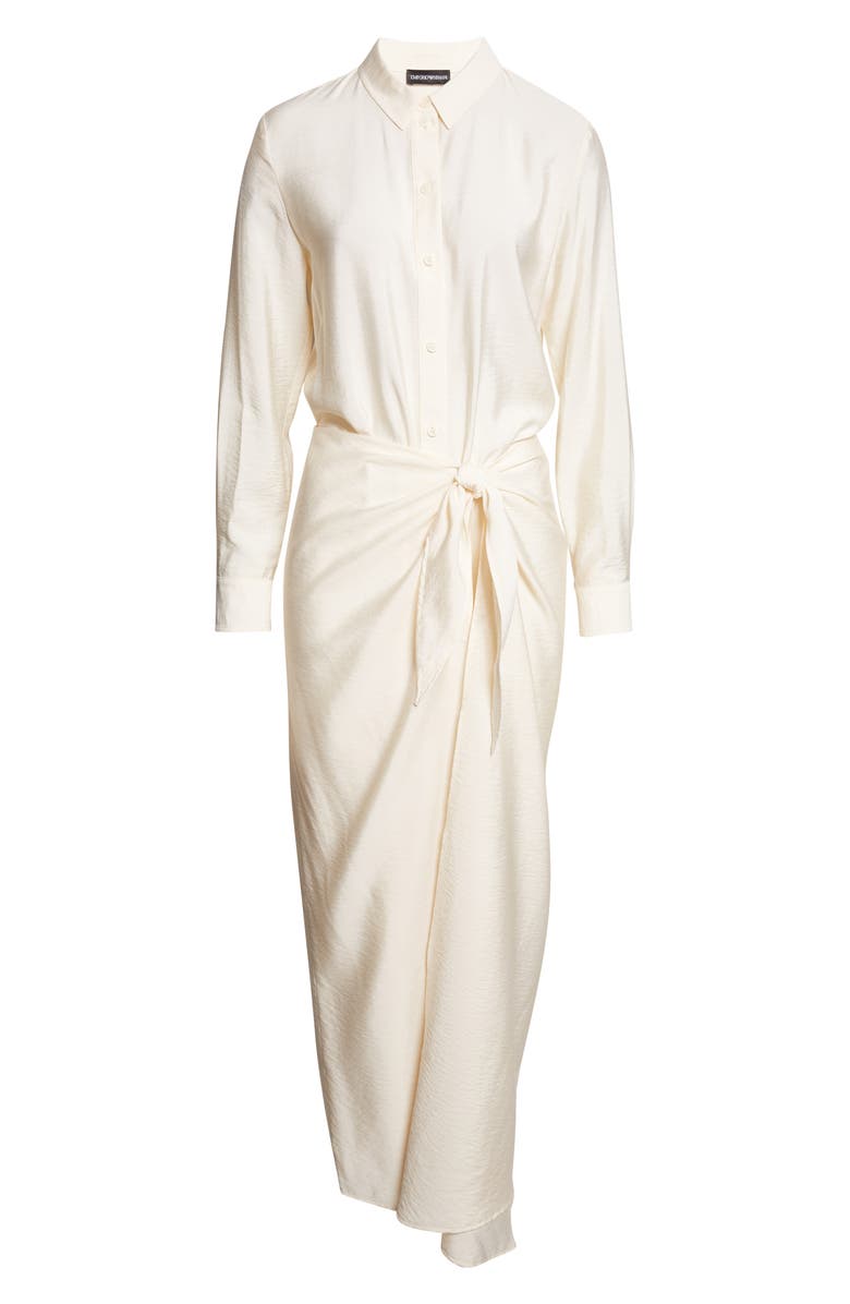 Emporio Armani Long Sleeve Techno Rayon Maxi Dress, Alternate, color, Ivory