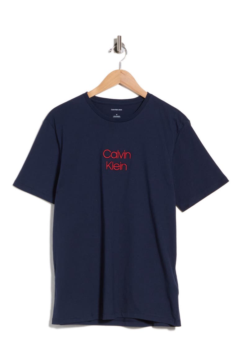 Calvin Embroidered Graphic Tee, Alternate, color, DARK SAPPHIRE