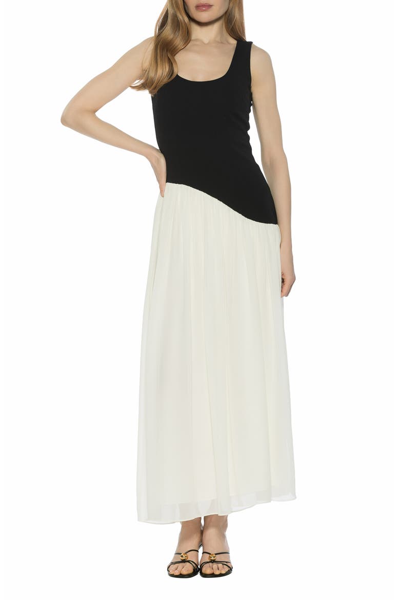 Elowen U-Neck Maxi Dress, Main, color, BLACK/ WHITE