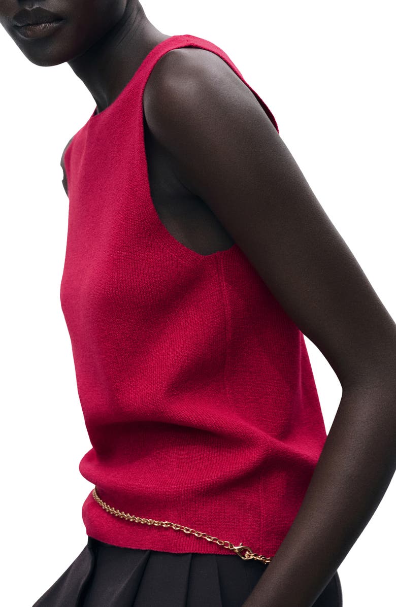 MANGO Fine Rib Sweater Tank, Alternate, color, Fuchsia