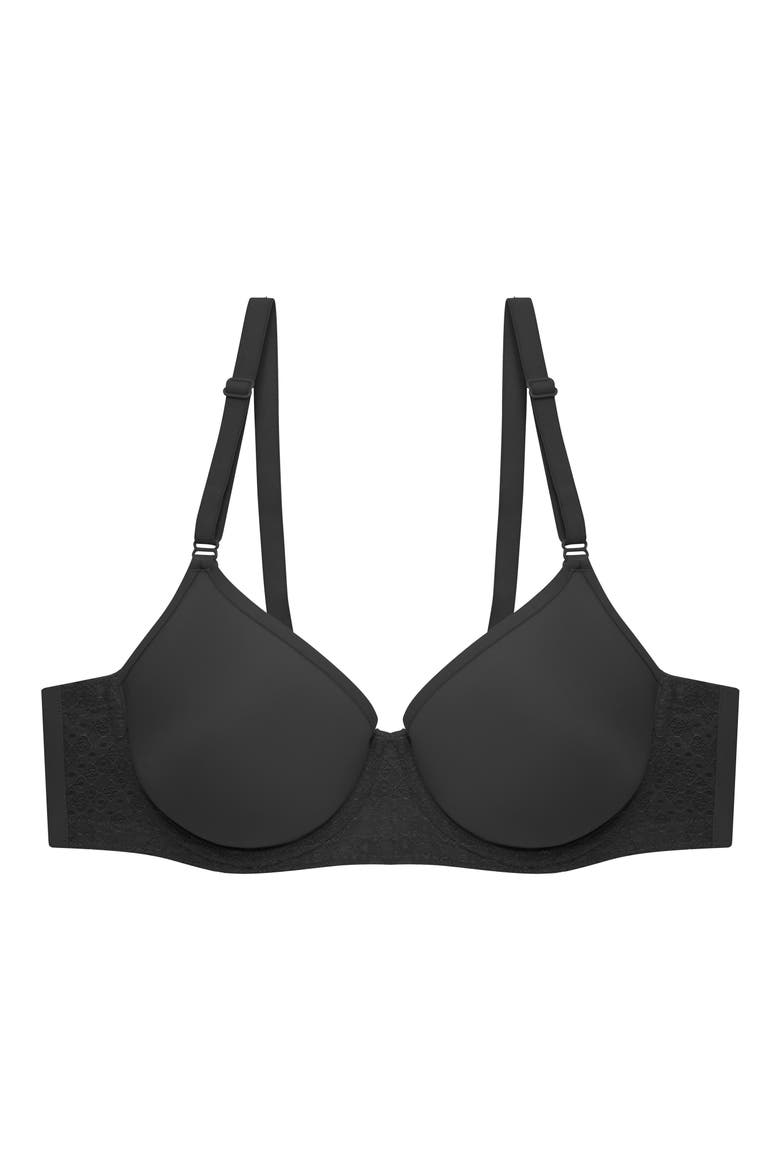 Harmony Smooth Back Underwire Spacer T-Shirt Bra, Alternate, color, BLACK