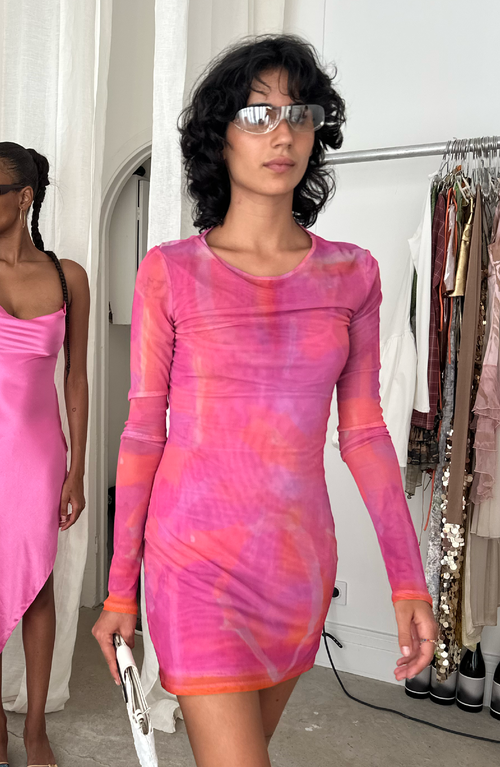 Saemdi Mini Mesh Dress In Pink