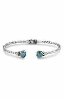 18k Gold & Sterling Silver Aquamarine Cuff Bracelet
