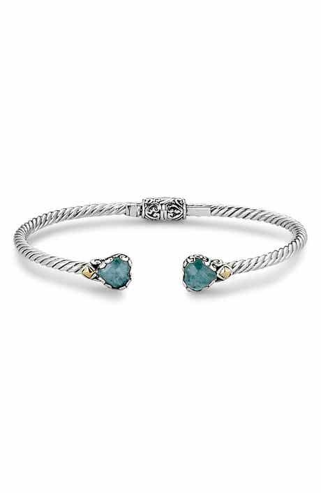 18k Gold & Sterling Silver Aquamarine Cuff Bracelet