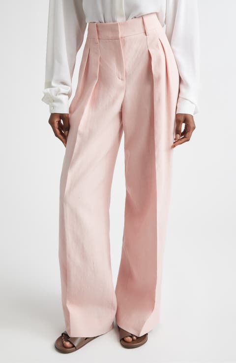 Pleated Linen Wide Leg Pants