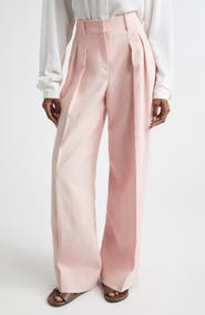 Michael Kors Collection Pleated Linen Wide Leg Pants