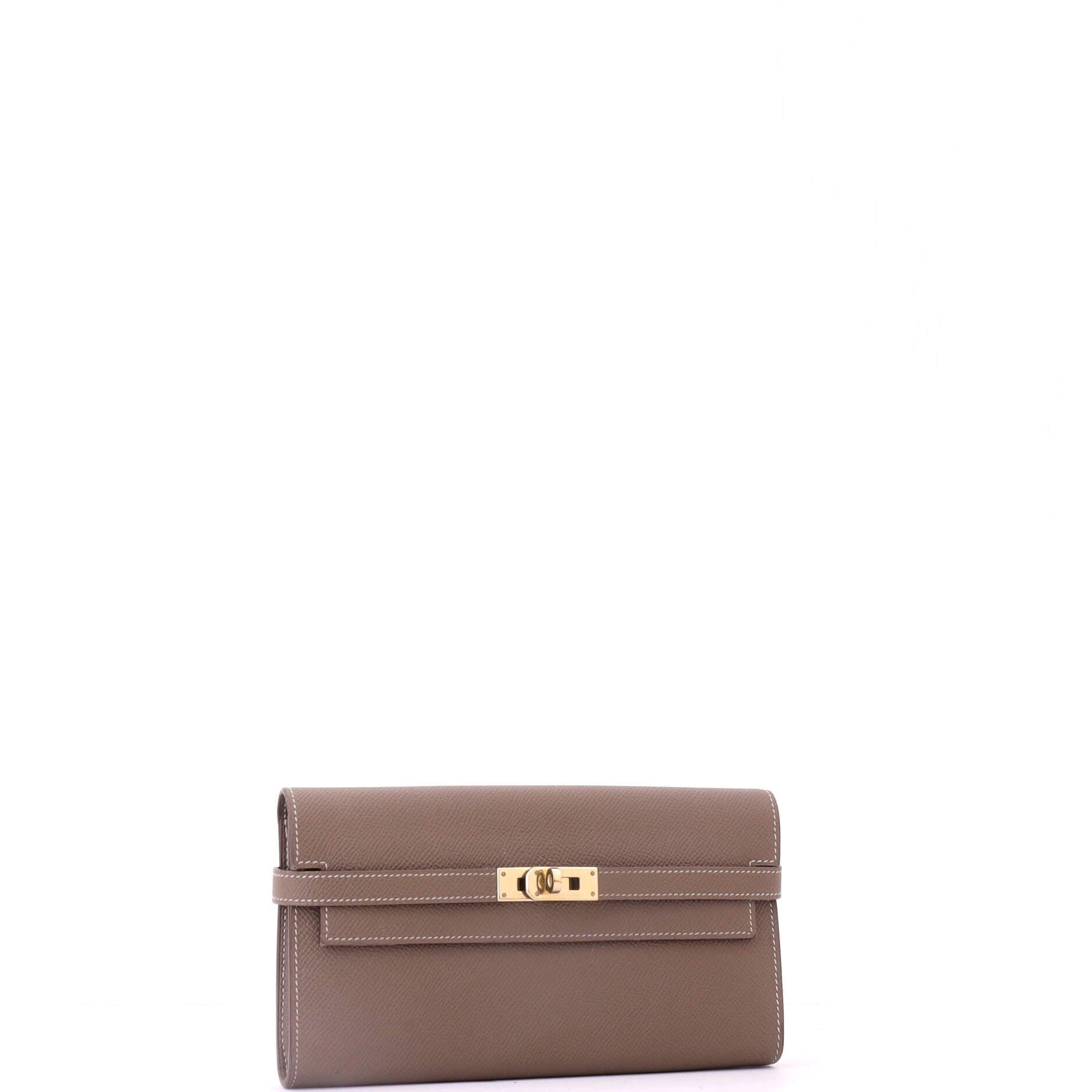 Pre-Owned Hermes Kelly Wallet Epsom Long, Alternate, color, Etoupe