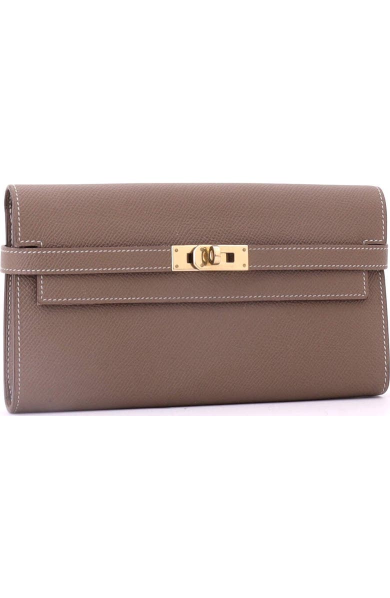Pre-Owned Hermes Kelly Wallet Epsom Long, Alternate, color, Etoupe