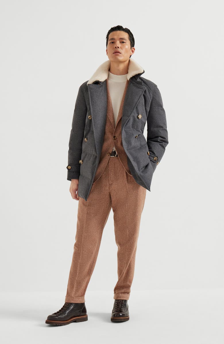 Brunello Cucinelli One-and-a-half-breasted down coat, Alternate, color, Anthracite