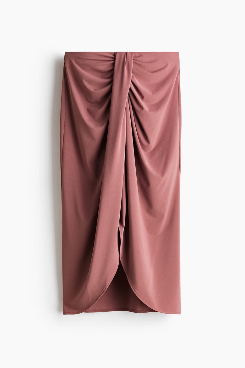 Draped Jersey Skirt, Alternate, color, Dark dusty pink