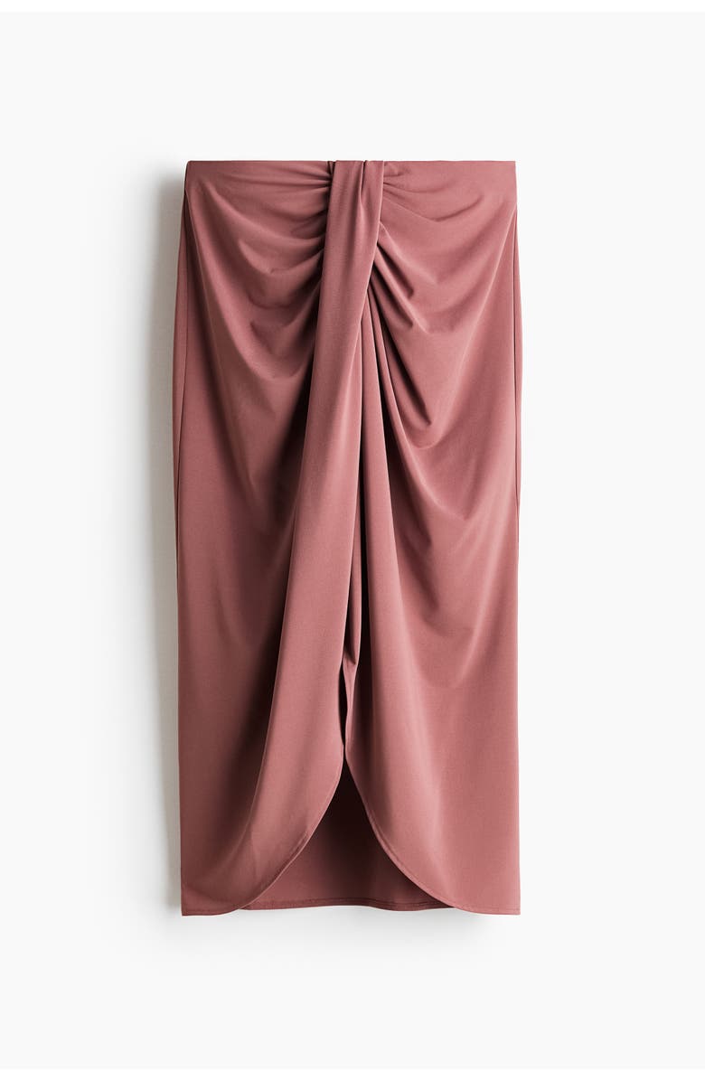 H&M Draped Jersey Skirt, Main, color, Dark Dusty Pink
