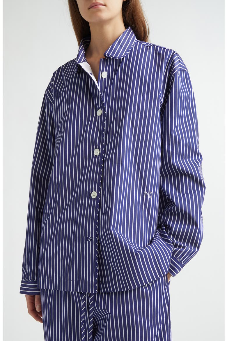 Life Is a Beach Stripe Poplin Pajama Shirt, Alternate, color, SAILOR STRIPE