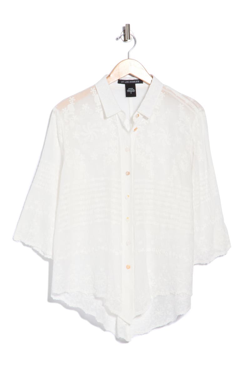 Embroidered Cotton Shirt, Main, color, WHITE
