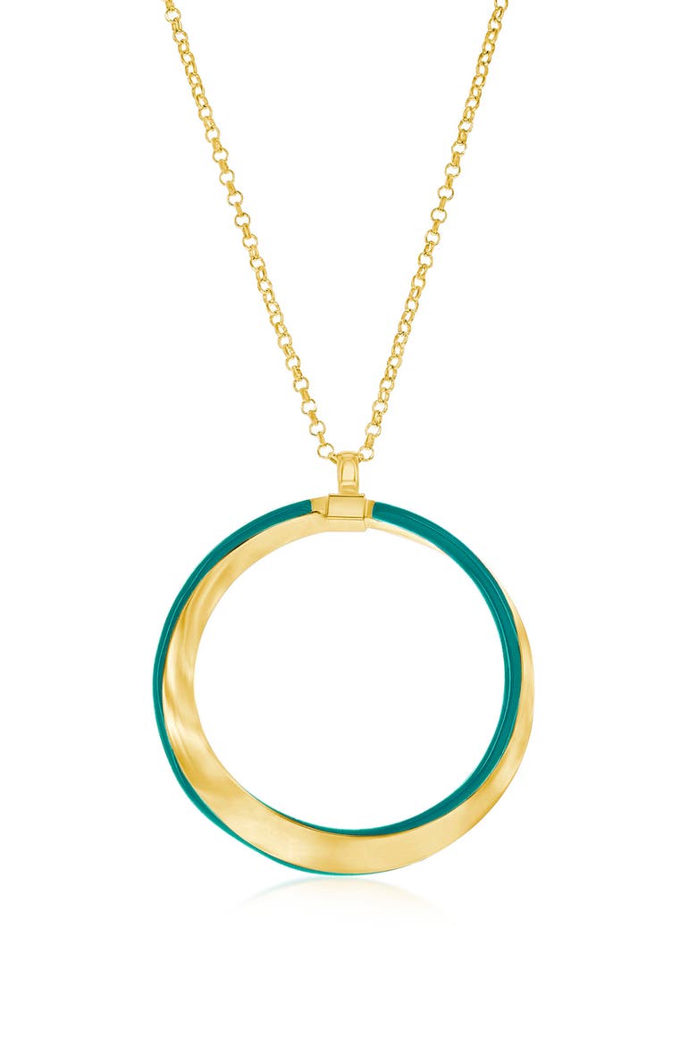 Enamel Twist Pendant Necklace, Main, color, GREEN