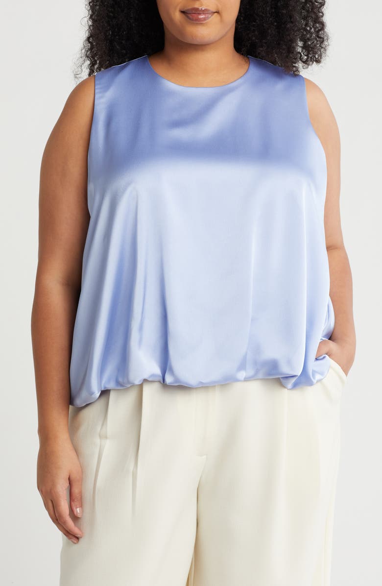 Renee C Bubble Hem Satin Tank, Main, color, Blue
