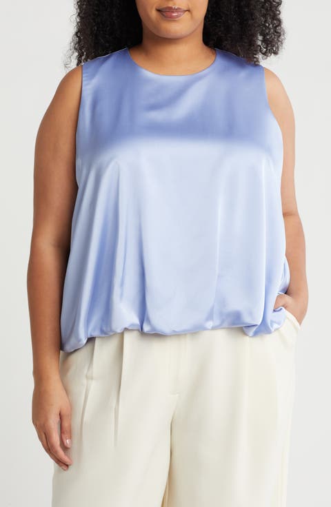 Bubble Hem Satin Tank (Plus)