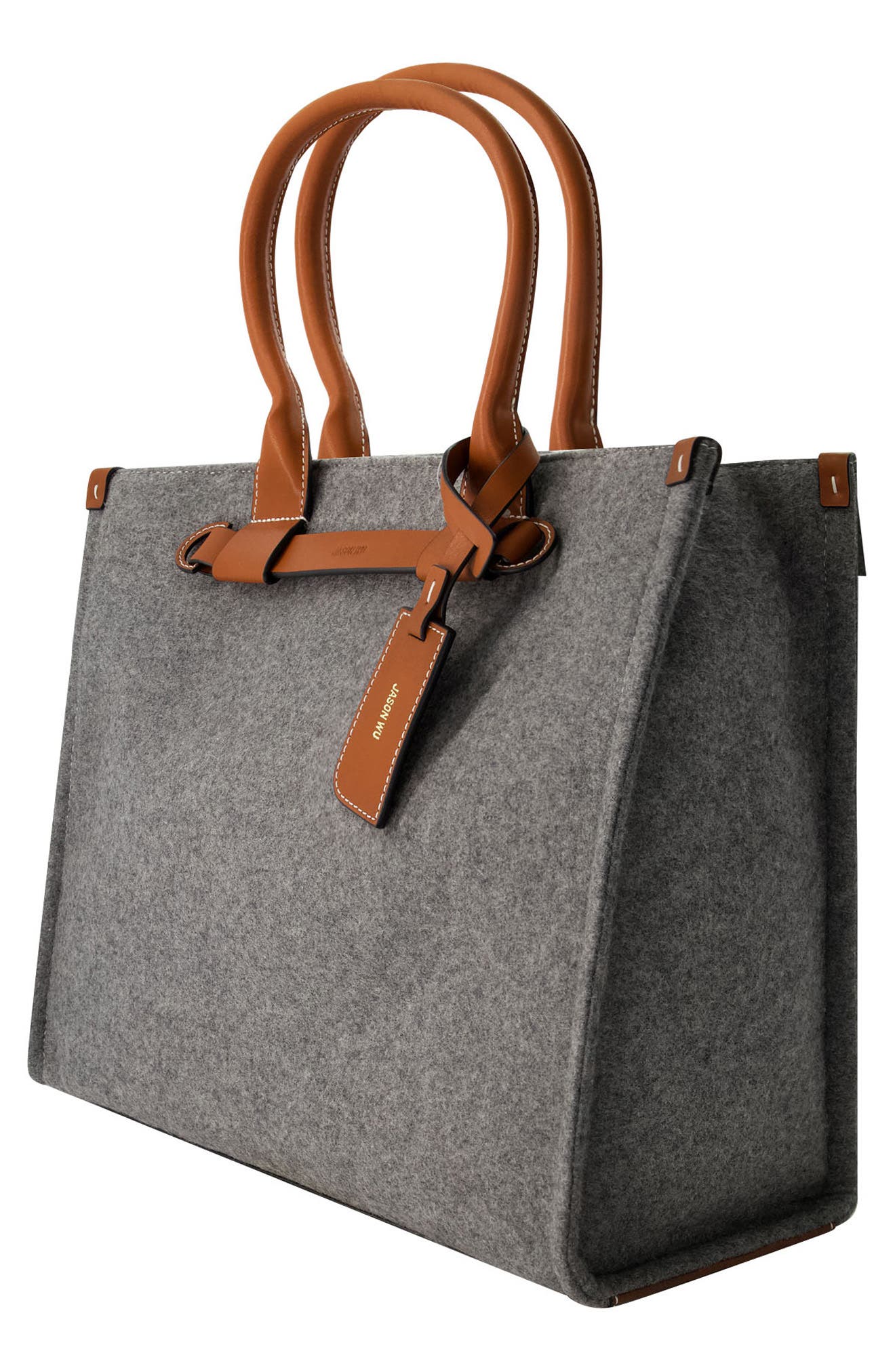 Structured Felt Tote Bag, Alternate, color, GREY