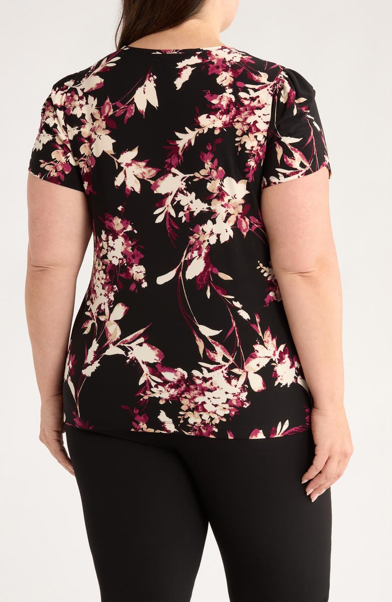 AK ANNE KLEIN Print Top, Alternate, color, Anne Black/ Chianti Multi