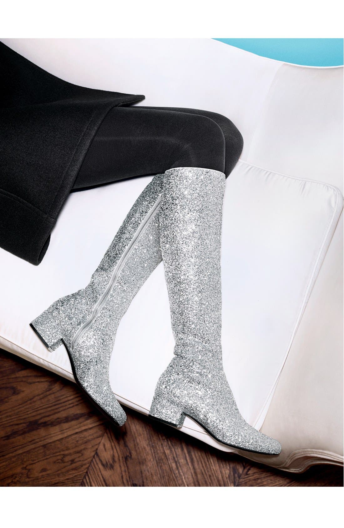 Knee High Glitter Boot, Alternate, color, SILVER