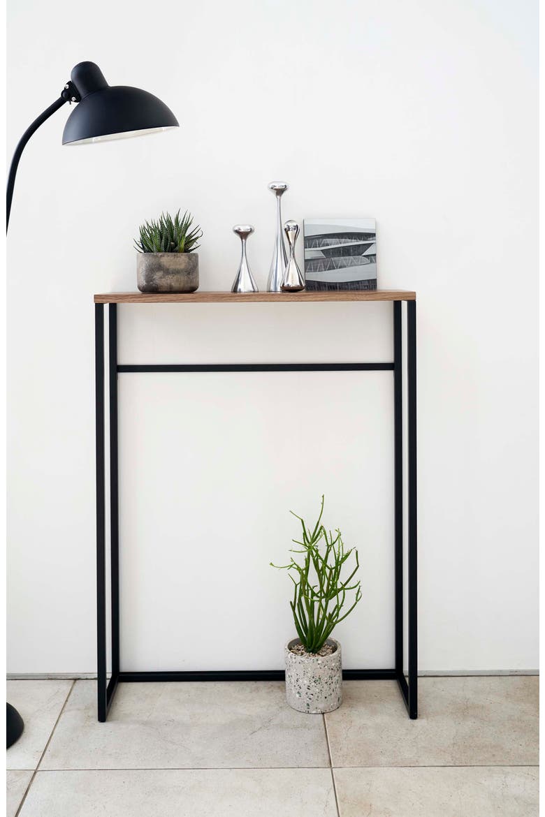 Narrow Entryway Wood Top Console Table, Alternate, color, BLACK