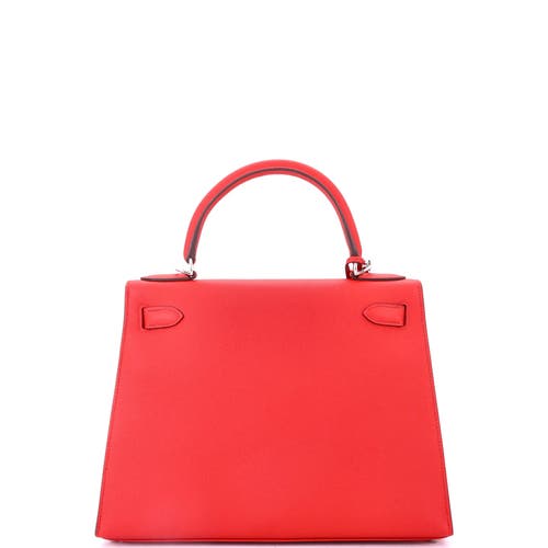 Pre-owned Hermes  Hermes Kelly Handbag Red Epsom With Palladium Hardware 28