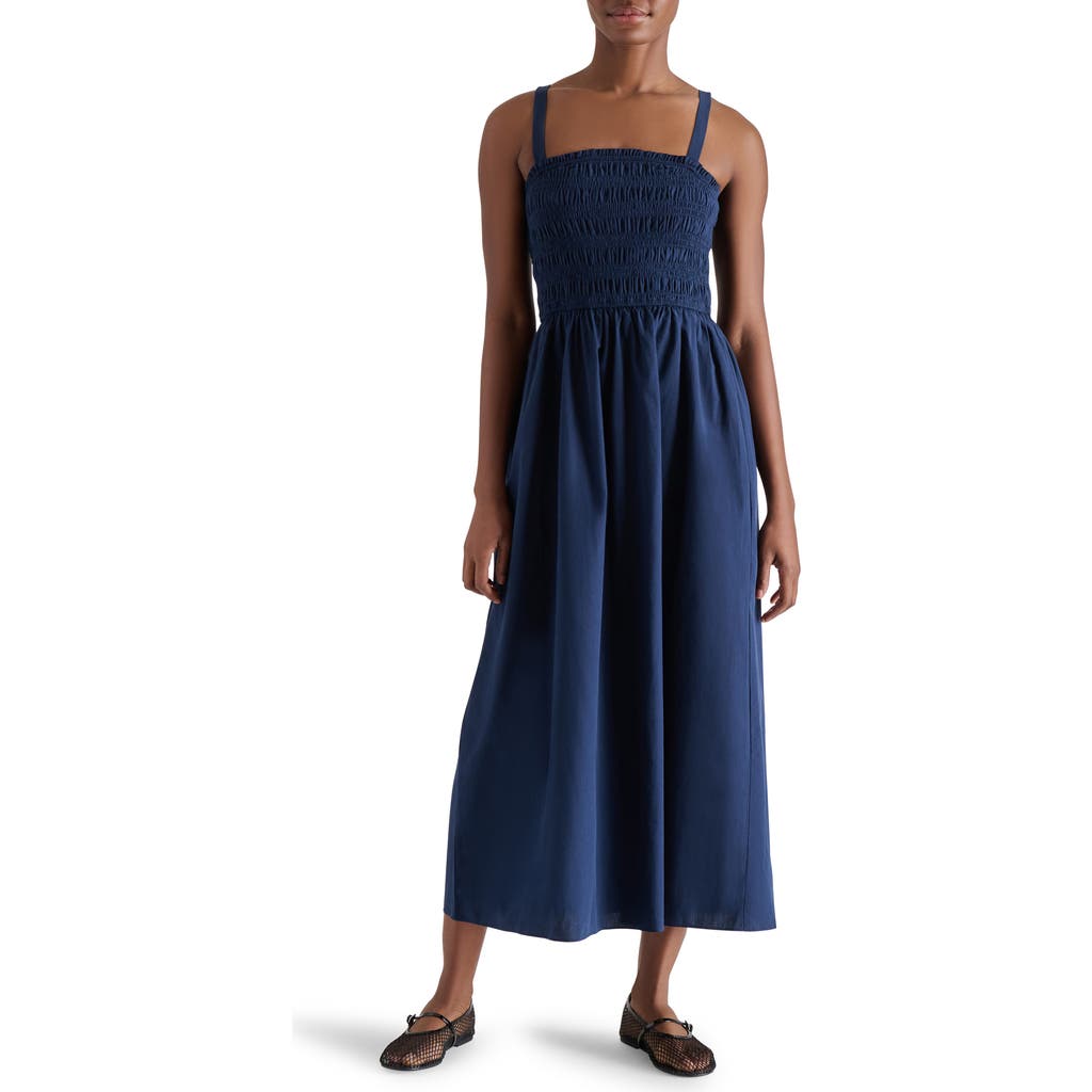 Steve Madden Adriana Smocked Maxi Dress In Navy