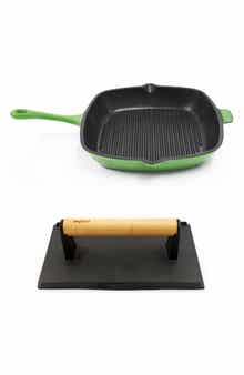 BergHOFF INTERNATIONAL Green Cast Iron 11" Grill Pan & Press 2-Piece Set