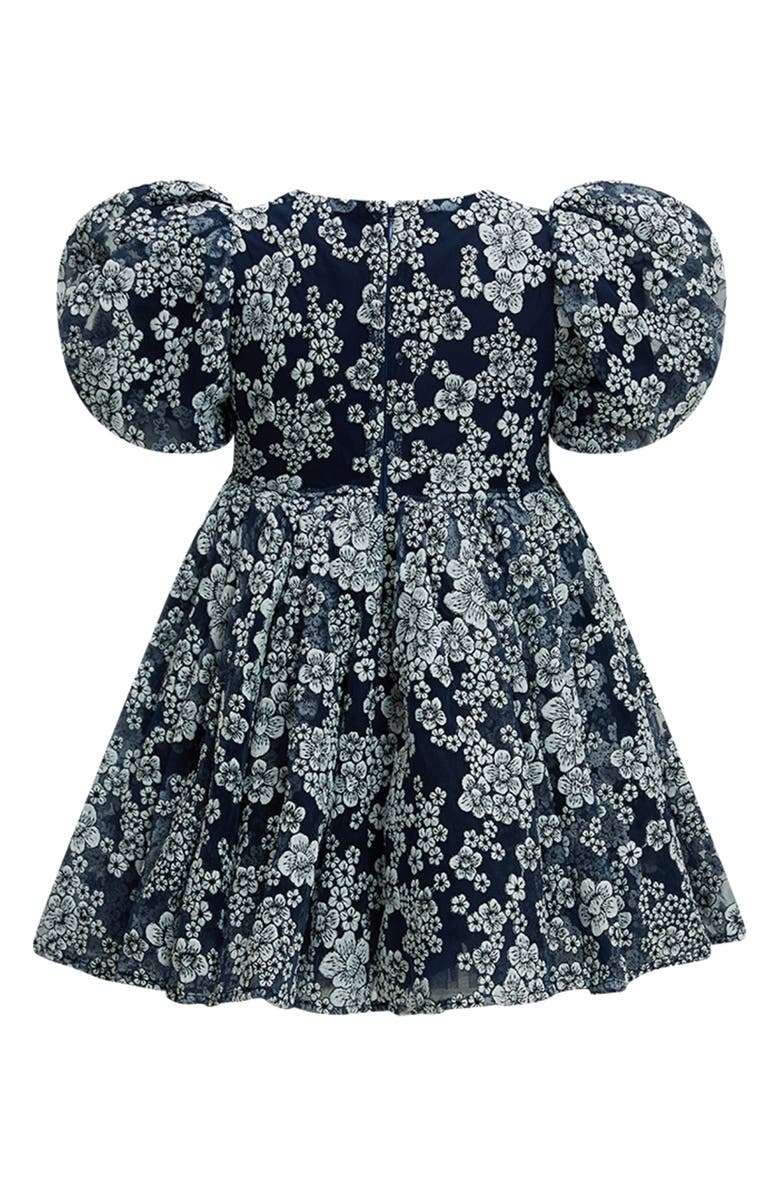 Bardot Junior Kids' Roisin Floral Puff Sleeve Party Dress, Alternate, color, Navy Floral
