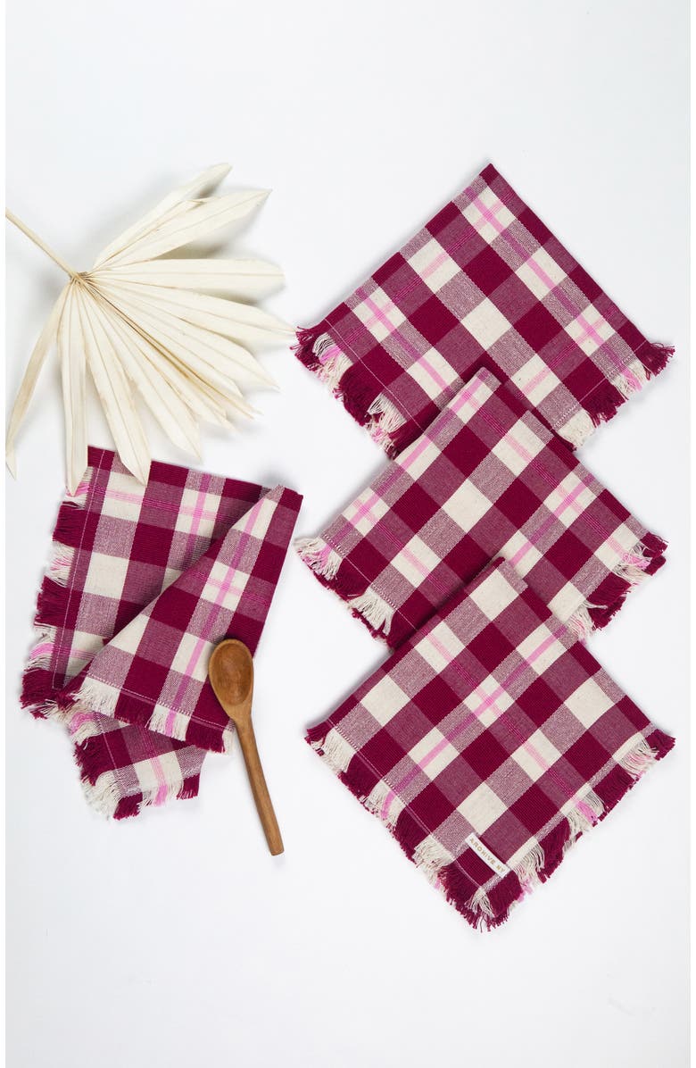 Archive New York Handwoven Abigail Cranberry Cotton Party Napkins, Set of 4, Main, color, Red