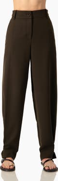 IVONNE Tapered Cuff Utility Relaxed Pants with High-Waist and Ankle Straps