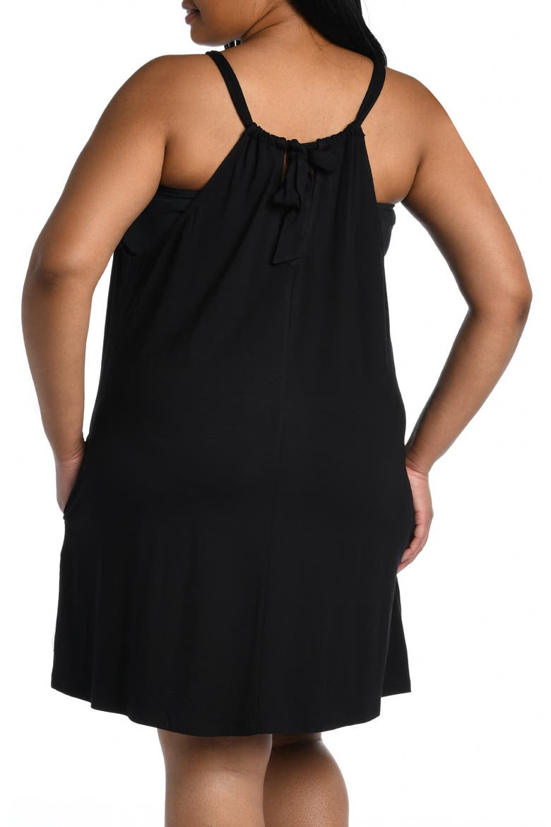 Halter Neck Cover-Up Dress, Alternate, color, BLACK