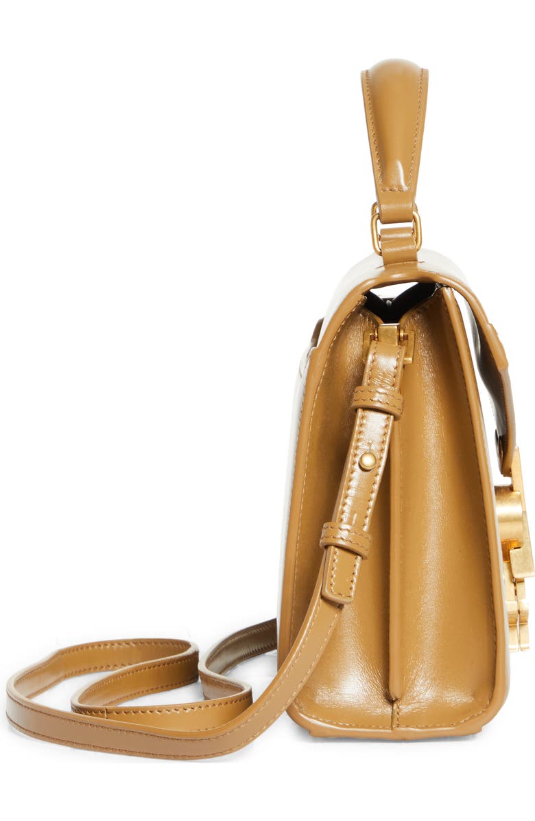 Saint Laurent Mini Cassandra Leather Top Handle Bag, Alternate, color, Cappuccino