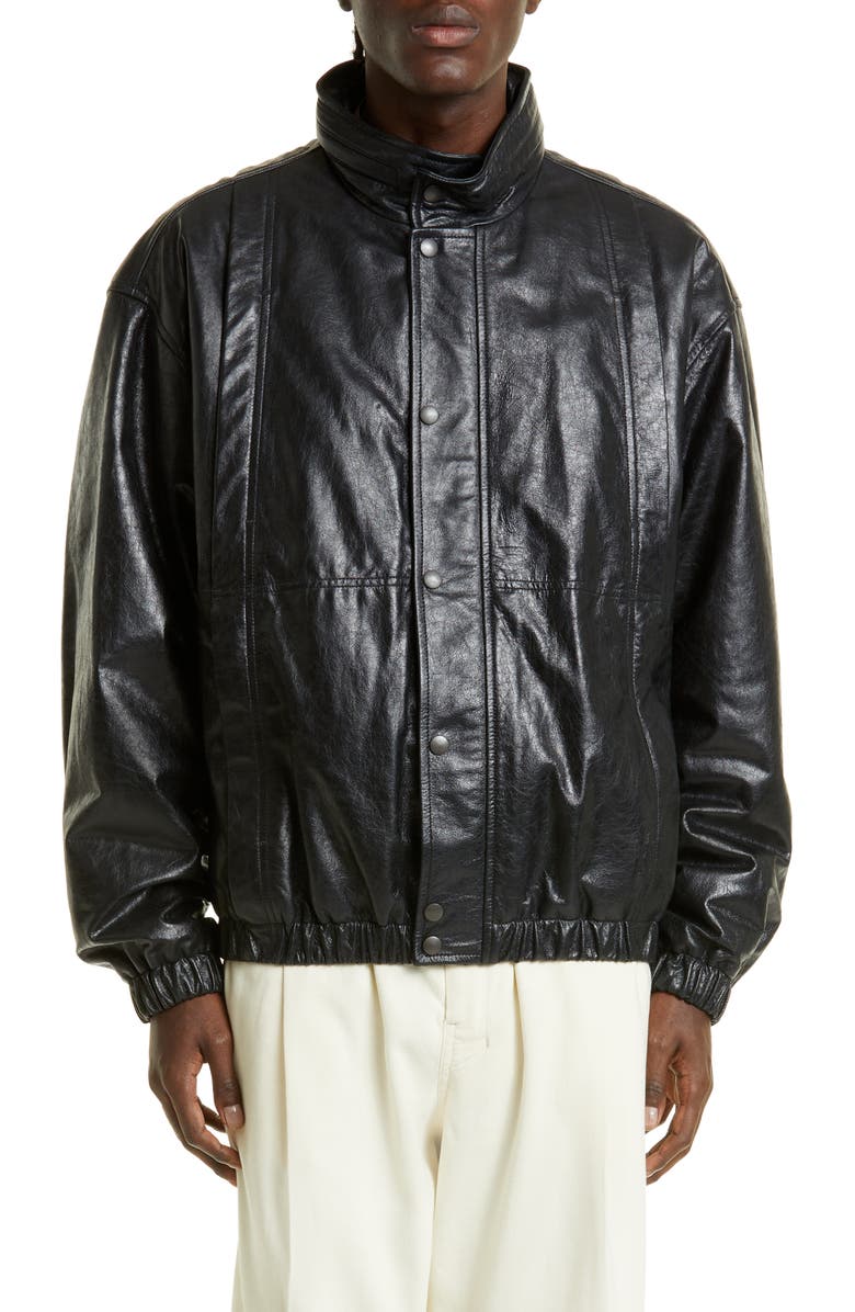 Lemaire Leather Blouson Jacket, Main, color, 