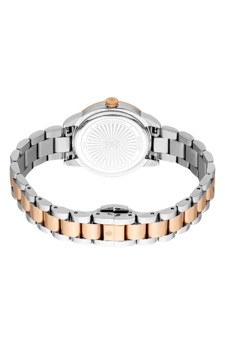 Roberto Cavalli Two-Tone Crystal Bracelet Watch, 30mm, Alternate, color, Two Tone Silver And Rose Gold